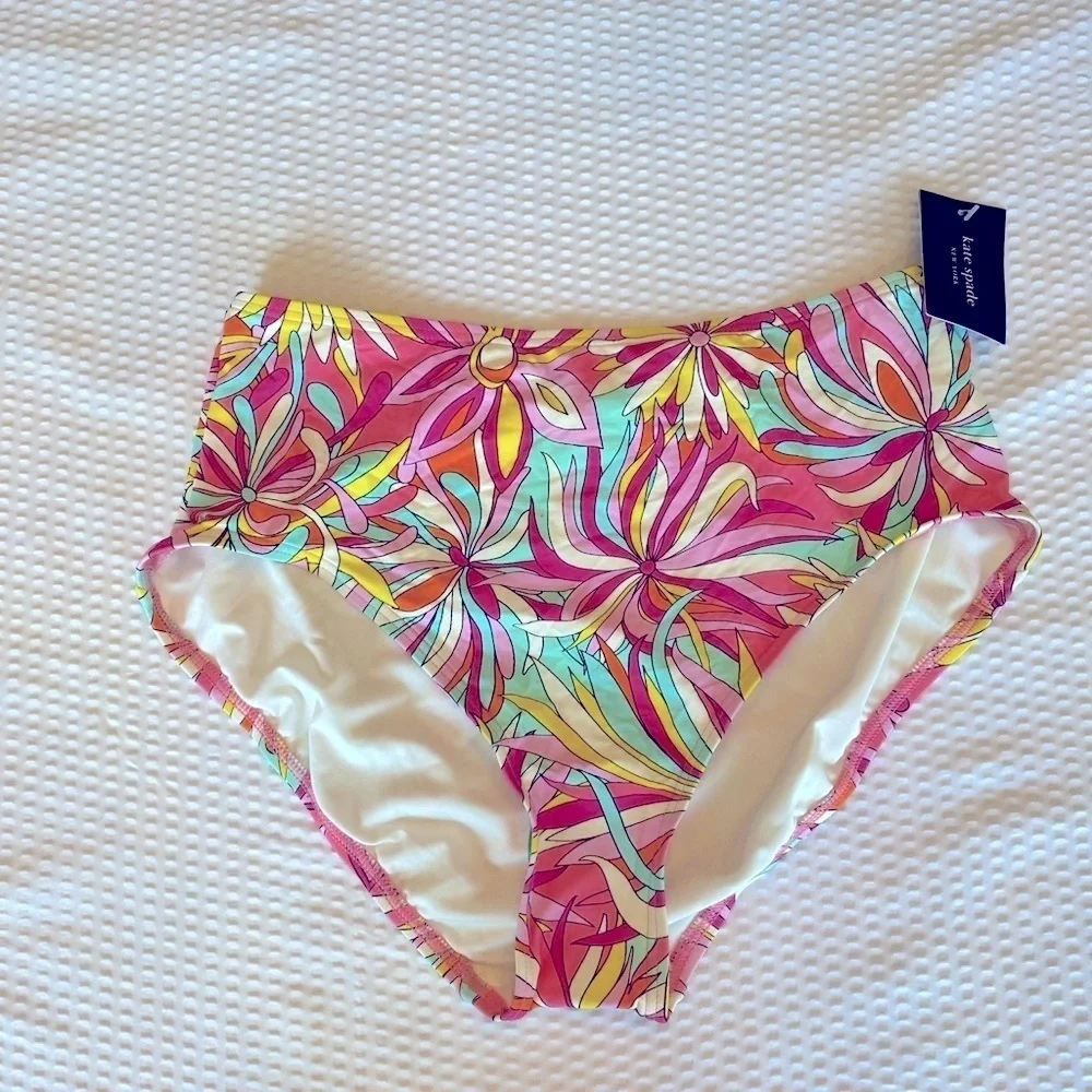 Kate Spade Anemone Floral High Waist Bikini Bottom Size Large